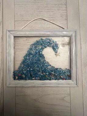 Handmade Blue Sea Glass Wave Wall Art